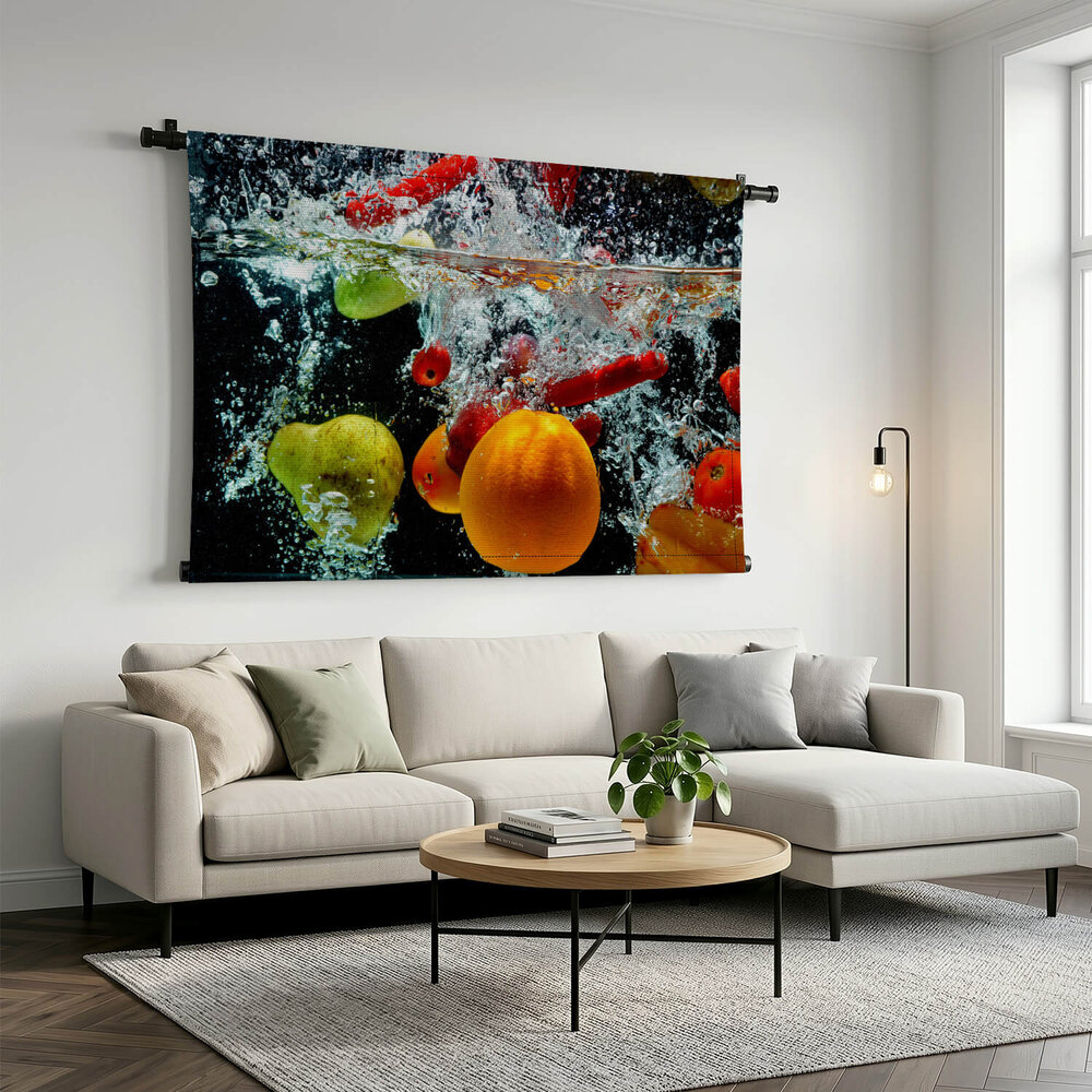 Fruit splash in het water