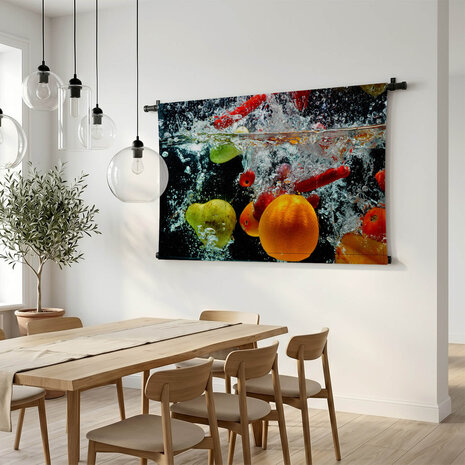 Fruit splash in het water