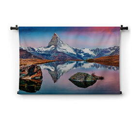 Ochtendzicht op Stellisee meer met Matterhorn berg op de achtergrond