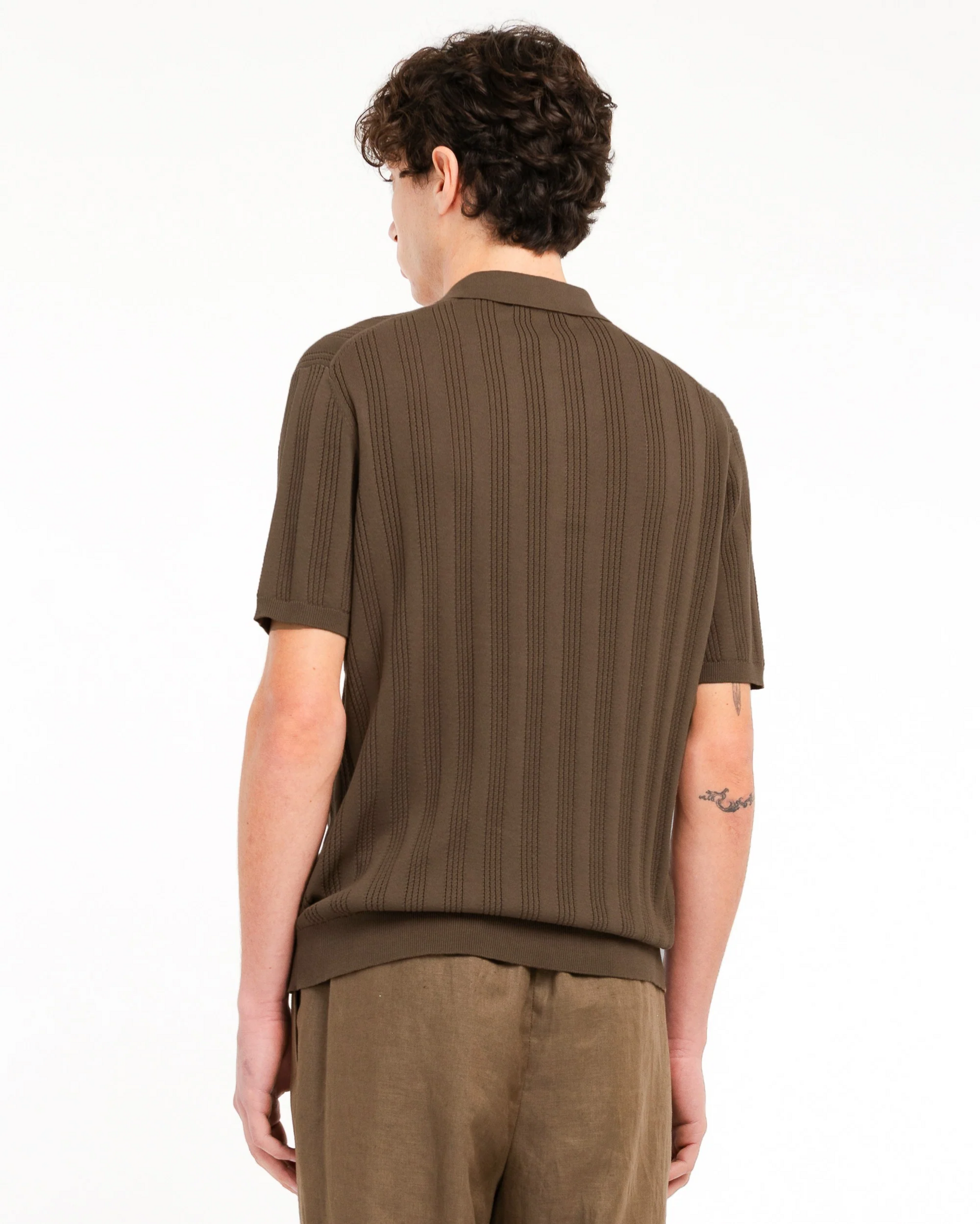 MANUELRITZ Polo perforé à rayures verticales marron