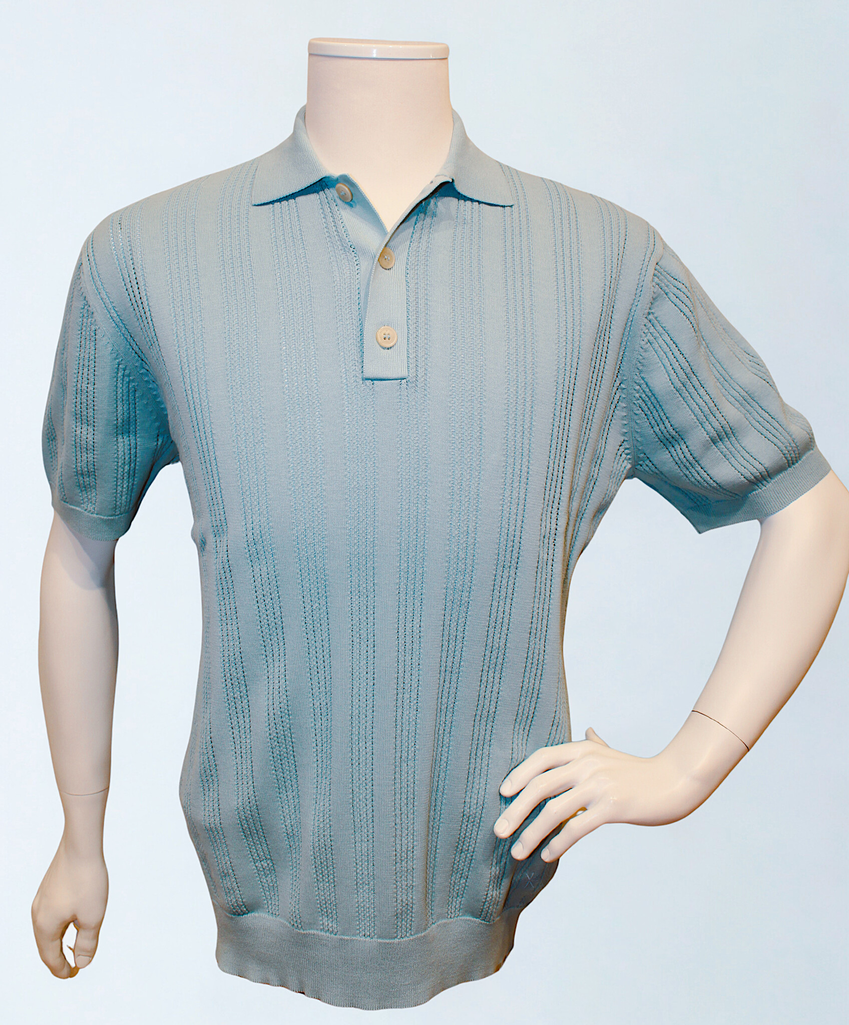 MANUELRITZ Polo perforé à rayures verticales bleu