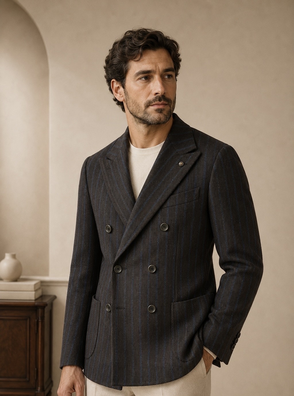Veste croisée à rayures