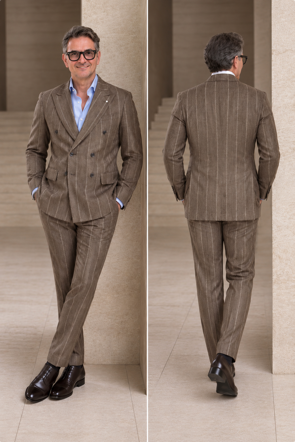 Costume croisé en flanelle