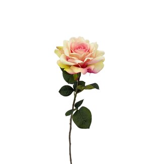 Rose Kunstig blomst | Farve: Lyserød og Hvid | ↕ Længde 70 cm | Pr. stk.