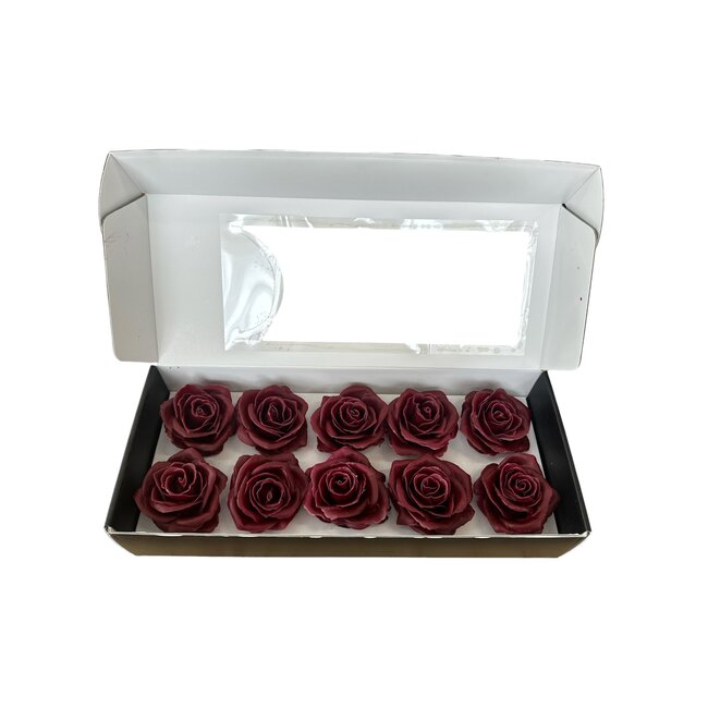 Teste di rose in cera | Colore: Rosso classico | Set da 10 rose