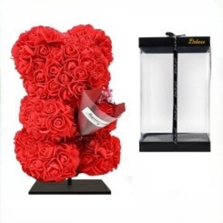 Orso di rose in foam | Colore: Rosso | Supporto incluso