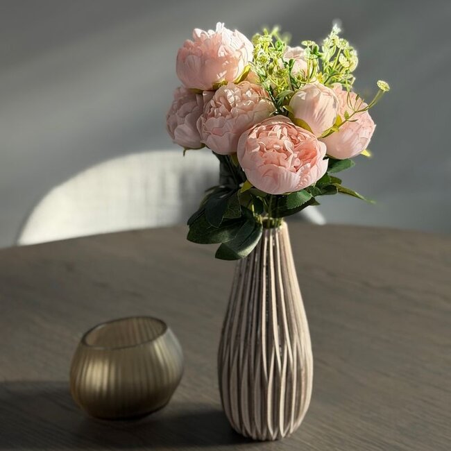 Boeket Pioenroos Kunstbloem | Kleur: Roze | ↕ Lengte: 45 cm | Per stuk