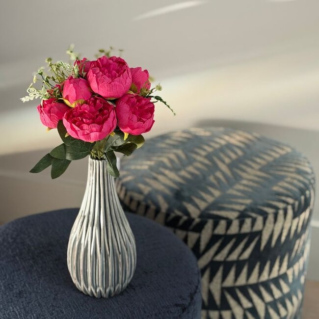 Boeket Pioenroos Kunstbloem | Kleur: Fuchsia | ↕ Lengte: 45 cm | Per stuk
