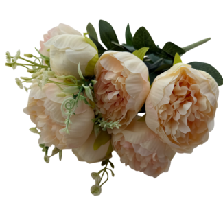 Boeket Pioenroos Kunstbloem | Kleur: Crème | ↕ Lengte: 45 cm | Per stuk