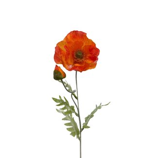 Klaproos Kunstbloem | Kleur: Oranje | ↕ Lengte: 75 cm | Per stuk