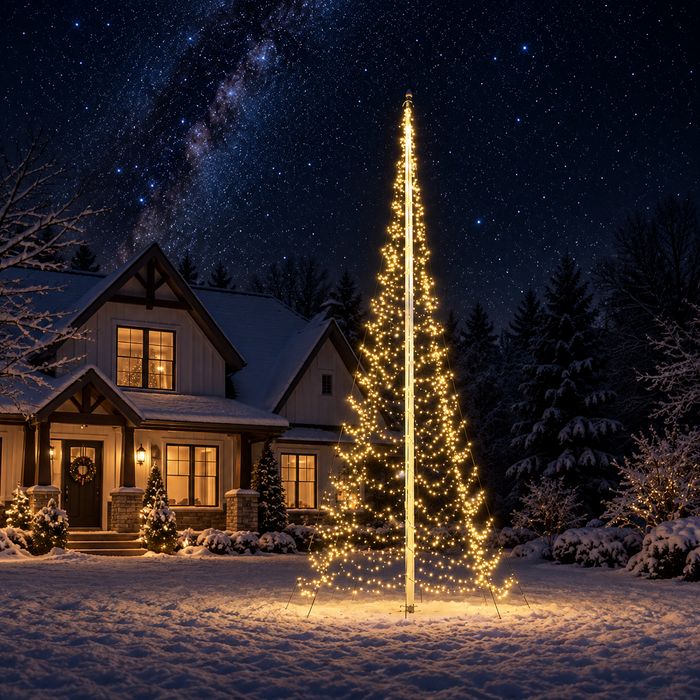 Xmas Starlight® Xmas Starlight® TWINKLE | 8 meter vlaggenmast-kerstboom | 2000 LED-lampjes | Warm wit | inclusief smartplug