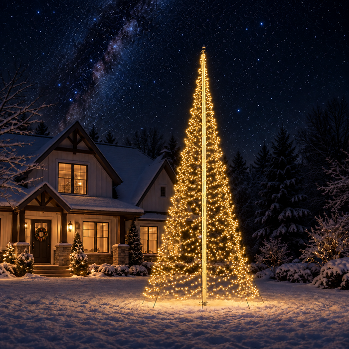 Xmas Starlight® Xmas Starlight® Flexbelt TWINKLE | 8 meter vlaggenmast-kerstboom | 2000 LED-lampjes | Warm wit
