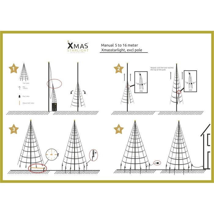 Xmas Starlight® Xmas Starlight® | 6 meter kerstboom | 1200 LED-lampjes | Warm wit | inclusief mast