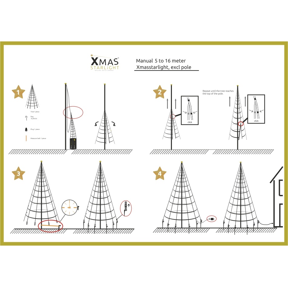 Xmas Starlight® Xmas Starlight® | 6 meter kerstboom | 1200 LED-lampjes | Warm wit | inclusief mast