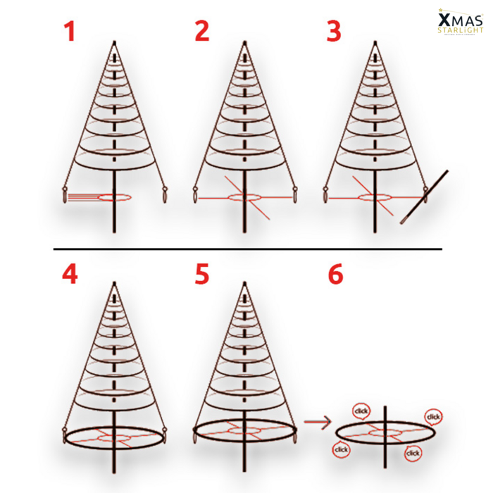 Xmas Starlight® Bodemkruis/Flex bottomcross voor 5 t/m 12 meter hoog