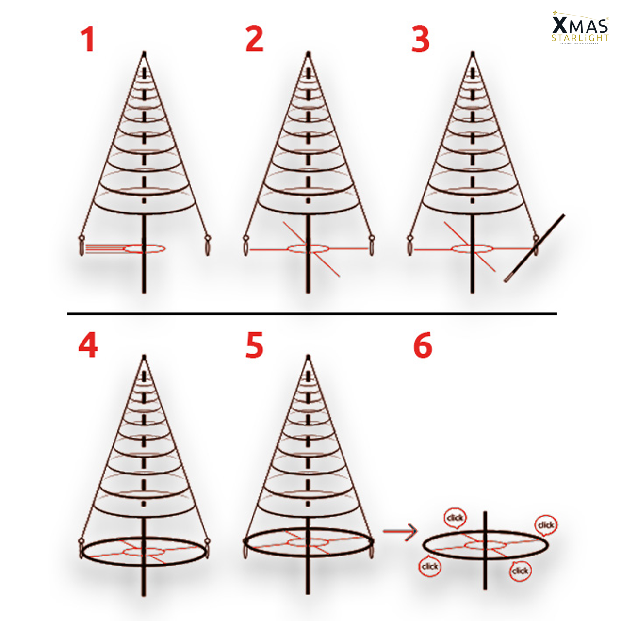 Xmas Starlight® Bodemkruis/Flex bottomcross voor 5 t/m 12 meter hoog