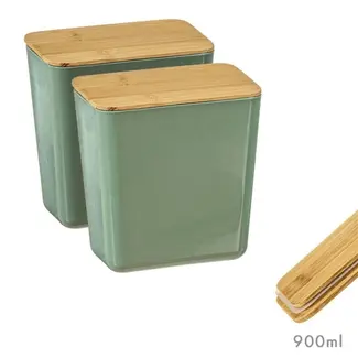 Bamboo/PP storage boxes 900 ml set of 2