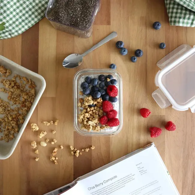 Glazen meal prep bakje met klikdeksel – 370 ml