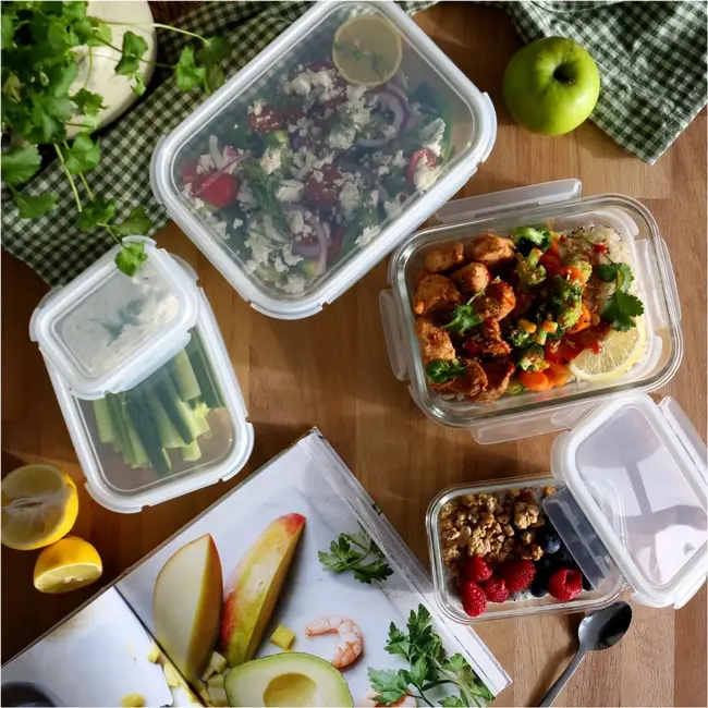 Glas-Meal-Prep-Behälter mit Klickdeckel – 640 ml