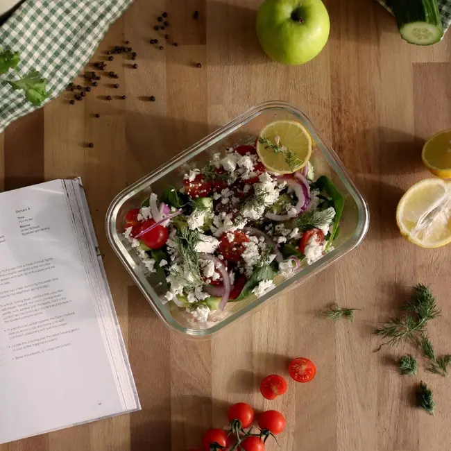 Glazen meal prep bak met klikdeksel – 1,5 liter