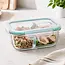 Glas-Lunchbox mit 2 Fächern und BPA-freiem hermetischem Klickdeckel – 630 ml