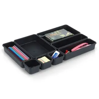 Black modular drawer organizer 8-piece
