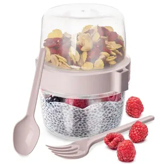 Yoghurtbeker met lepel en vork 370 ml
