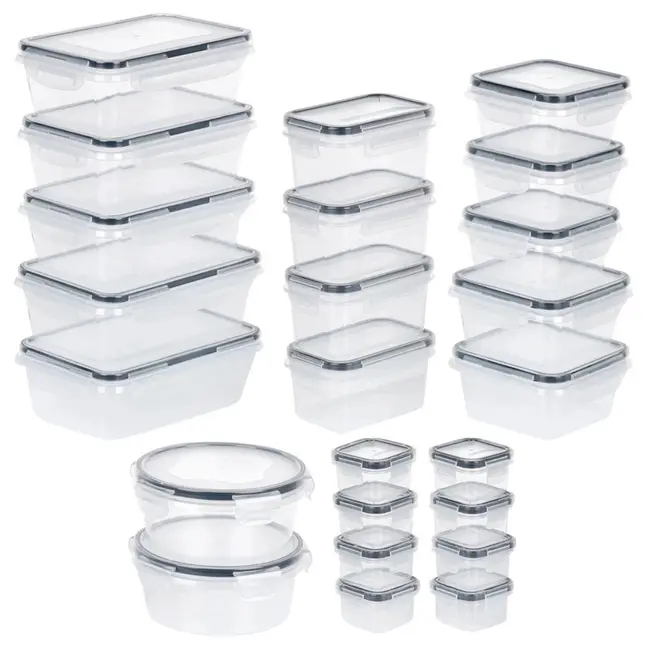 24-piece plastic food storage container set with clip-top lids