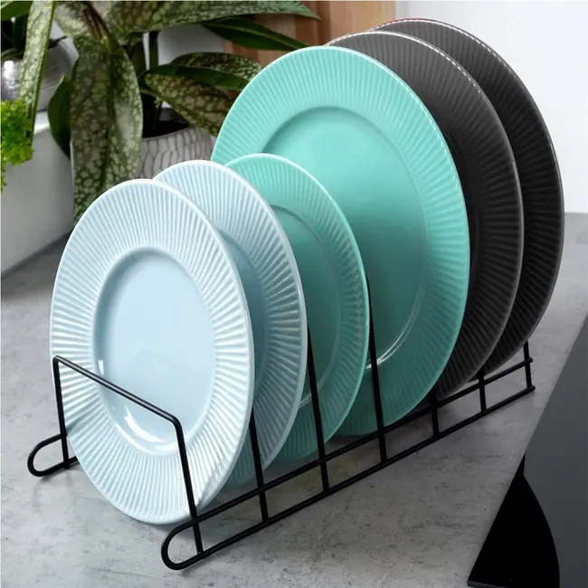 Black metal lid and plate organizer – for 6 items