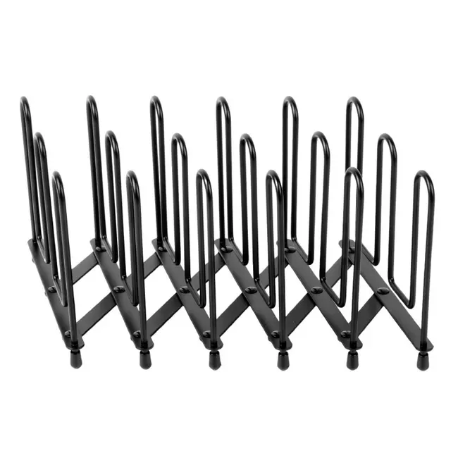 Ausziehbarer Metall-Deckel- und Tellerorganizer schwarz – 8 bis 74 cm