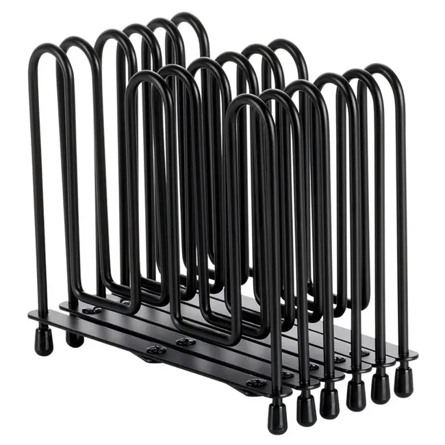 Ausziehbarer Metall-Deckel- und Tellerorganizer schwarz – 8 bis 74 cm
