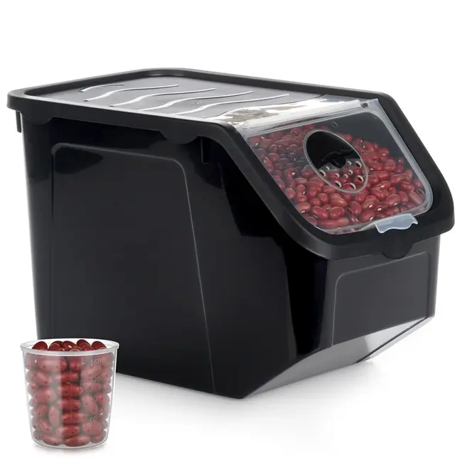 Schwarze Vorratsbox mit Deckel und Belüftung – 12 Liter
