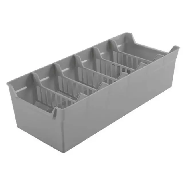 Grauer Kräuter- und Gewürzorganizer mit 6 Fächern – 30 x 13 x 8 cm