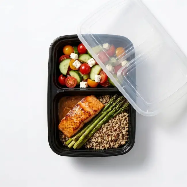 Reusable 2-compartment meal prep containers – set of 10