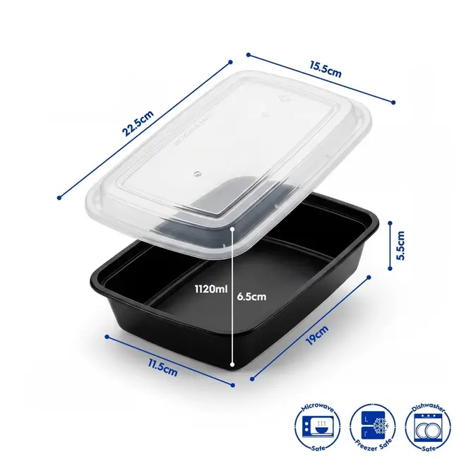 Herbruikbare meal prep bakjes met 1 vak – set van 10