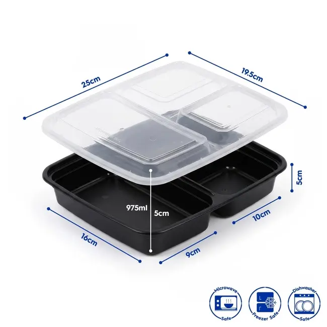 Wiederverwendbare Meal-Prep-Boxen mit 3 Fächern – 10er-Set