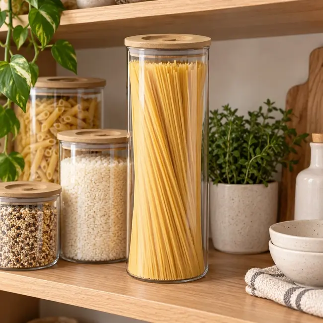 Vorratsglas für Spaghetti mit Bambusdeckel – 1700 ml