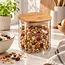 Square glass storage jar with bamboo lid – 800 ml