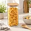Square glass storage jar with bamboo lid – 1500 ml