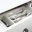 Ash grey plastic cutlery drawer organizer with 5 compartments – 36 x 25.5 cm