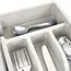 Ash grey plastic cutlery drawer organizer with 5 compartments – 36 x 25.5 cm