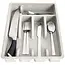 Ash grey plastic cutlery drawer organizer with 5 compartments – 36 x 25.5 cm