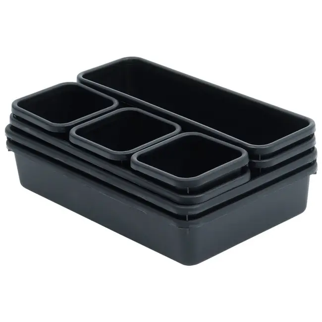 Schwarzer modularer Schubladen-Organizer mit 8 Boxen