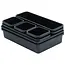 Black modular drawer organizer set with 8 containers
