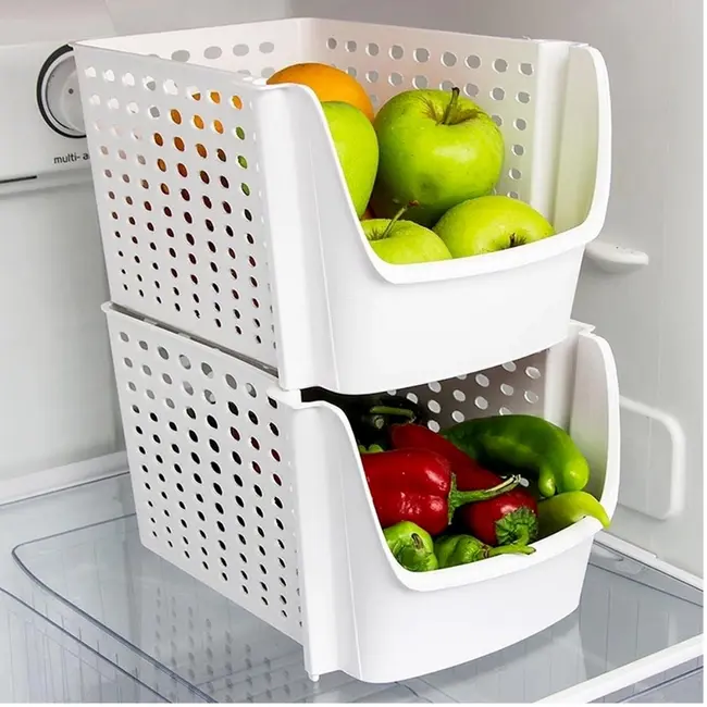 Witte groente- en fruitbak met perforatie – 29 x 21 x 16 cm