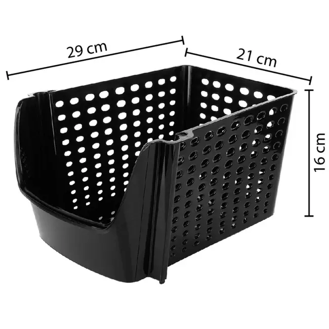 Zwarte groente- en fruitbak met perforatie – 29 x 21 x 16 cm