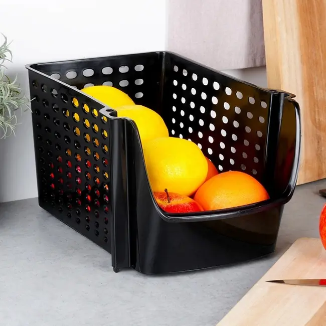Zwarte groente- en fruitbak met perforatie – 29 x 21 x 16 cm