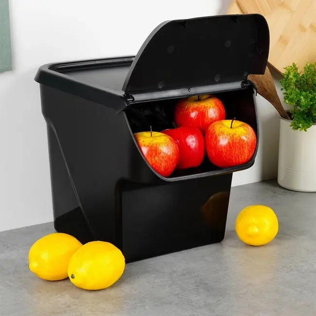 Black fruit and vegetable storage container with lid – 13 litre