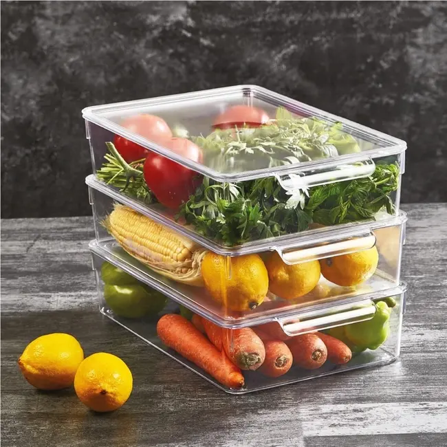 Transparent fridge organizer with lid – 32.5 x 20 x 7.5 cm