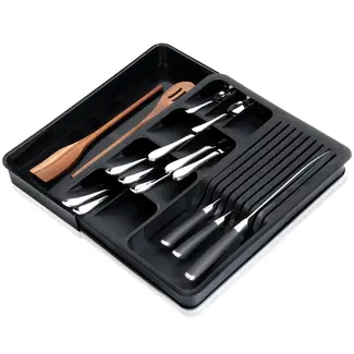 Uitschuifbare bestekbak 40 × 31 cm – Zwart